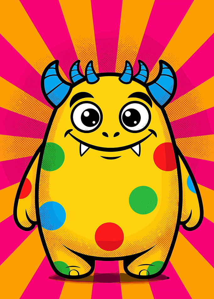Cute Polka Dot Monster Illustration