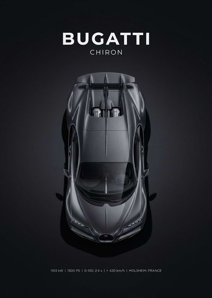 Bugatti Chiron Top View Poster