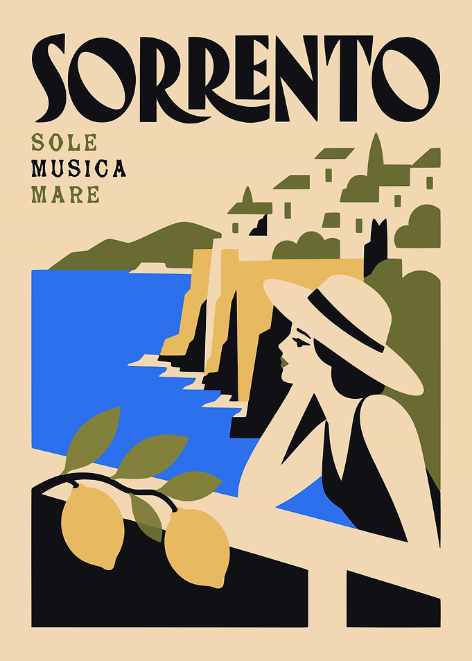Vintage Sorrento Italy Travel Poster