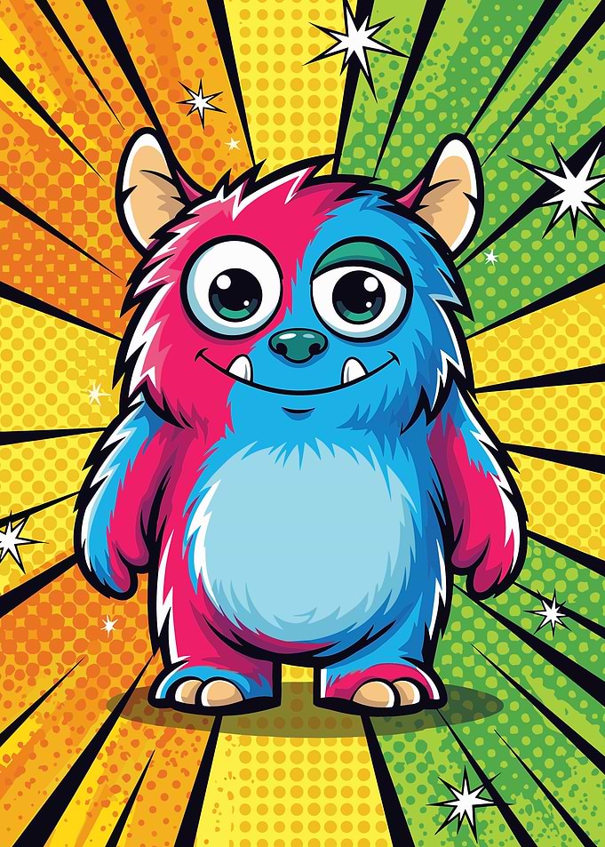 Cute Colorful Pop Art Monster