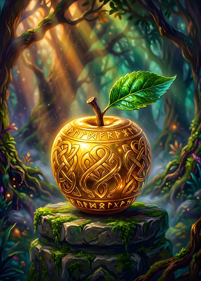Golden Rune Apple in Enchanted Forest