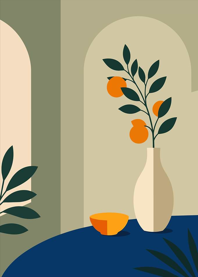 Minimalist Still Life with Oranges