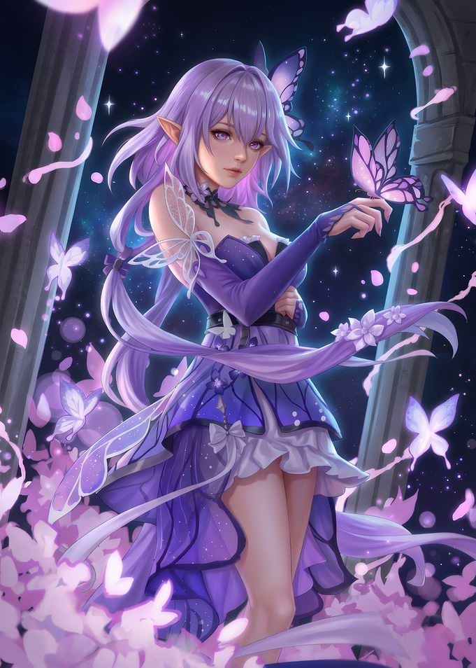 Purple Butterfly Fairy Anime Girl