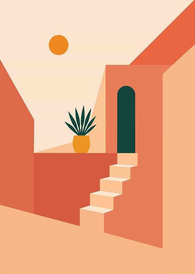 Minimalist Mediterranean Architectural Boho Art