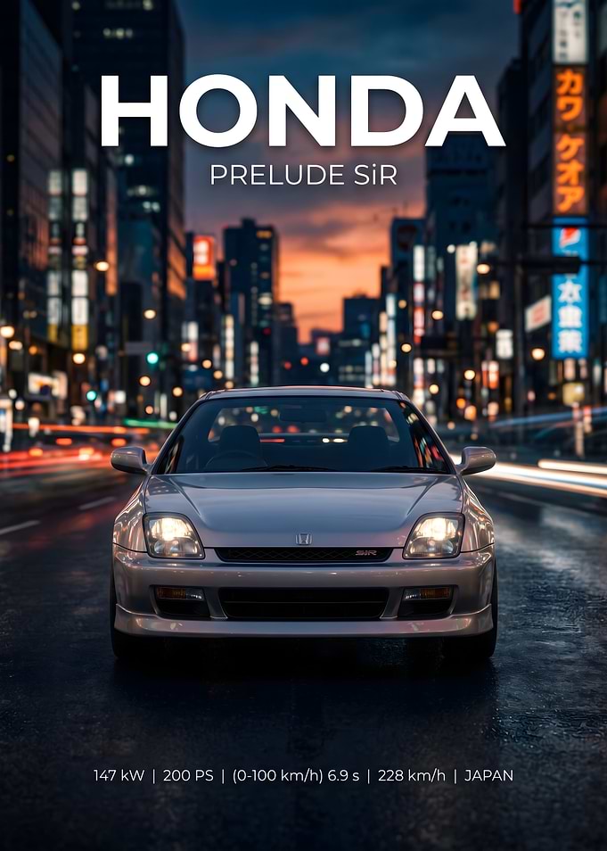 Honda Prelude SiR City Night Poster