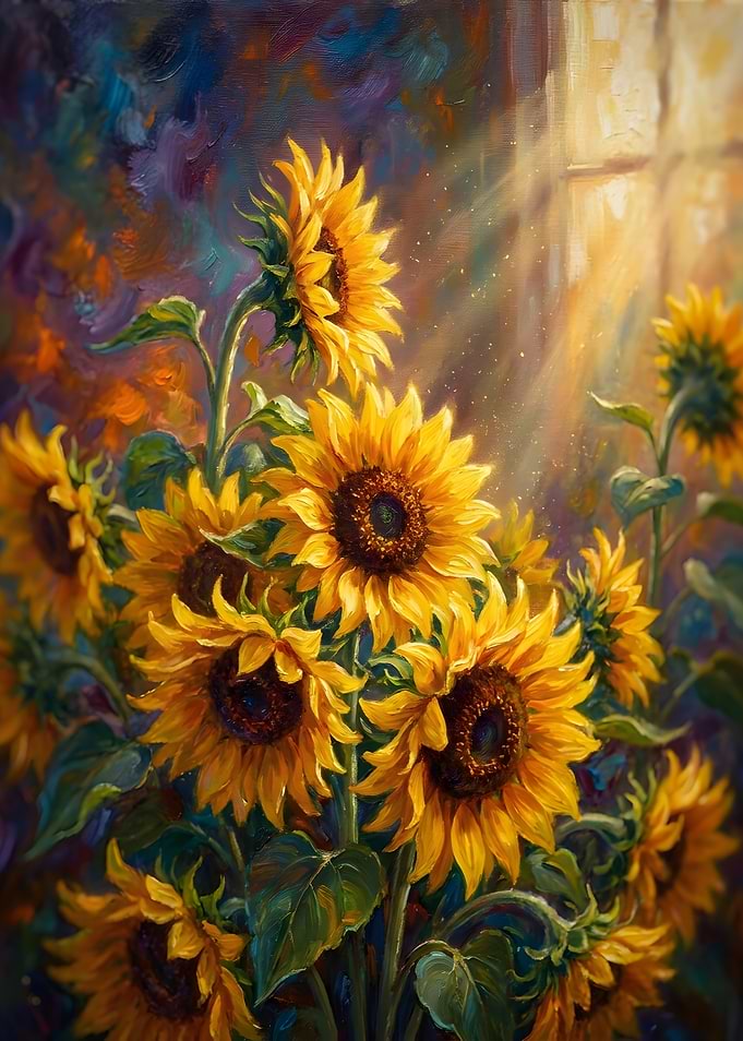 Vibrant Sunflowers in Golden Sunlight