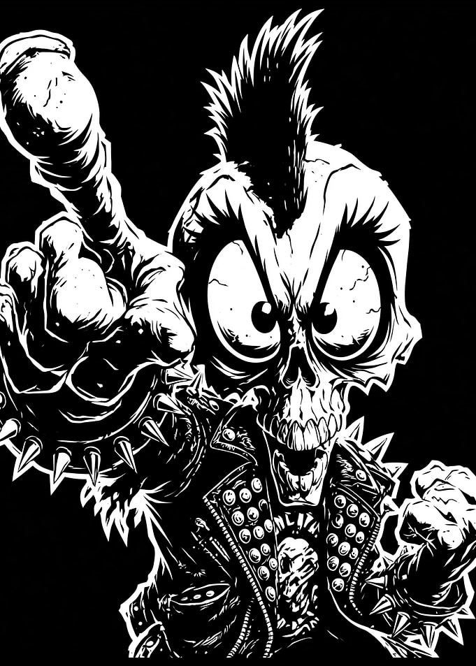 Punk Rock Skull Character Illustration