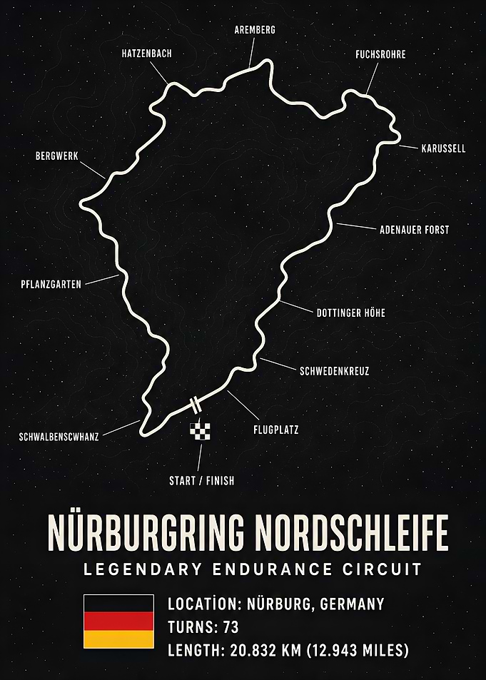 Nürburgring Nordschleife Circuit Map Poster