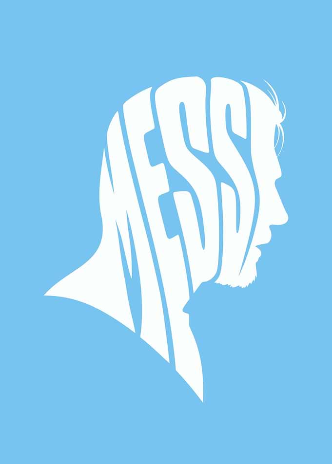 Lionel Messi Typography Silhouette Portrait
