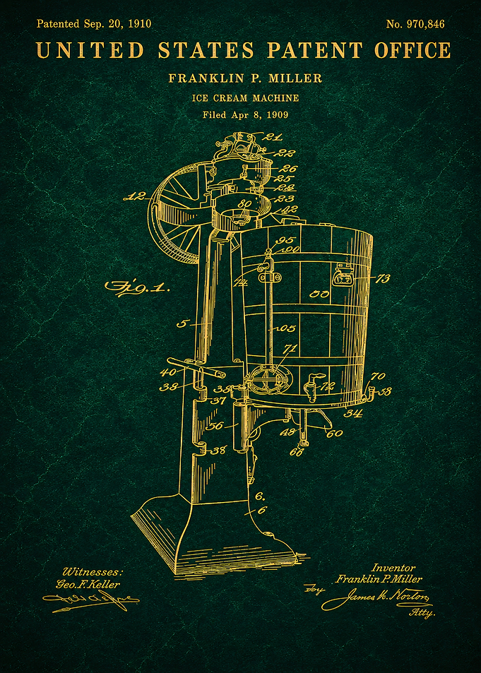 Vintage Ice Cream Machine Patent Print