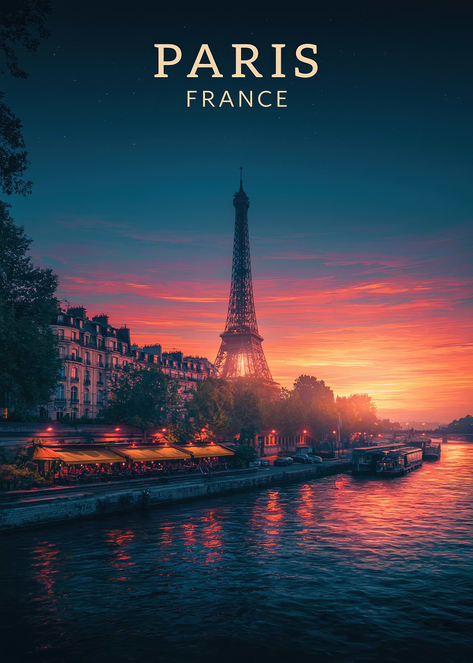 Eiffel Tower Sunset in Paris