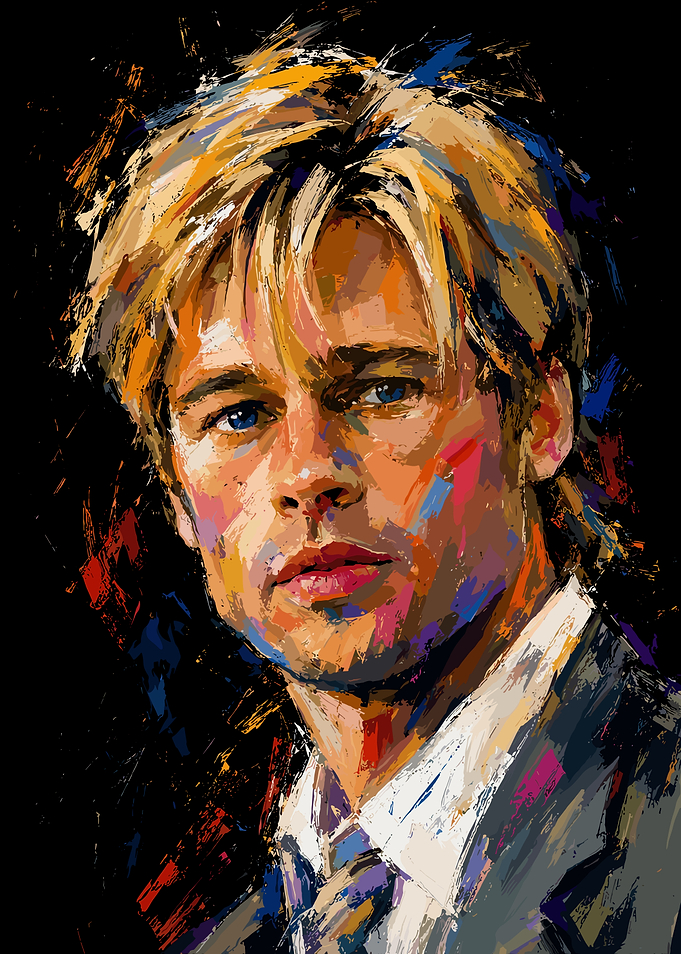 Brad Pitt Impressionist Style Portrait
