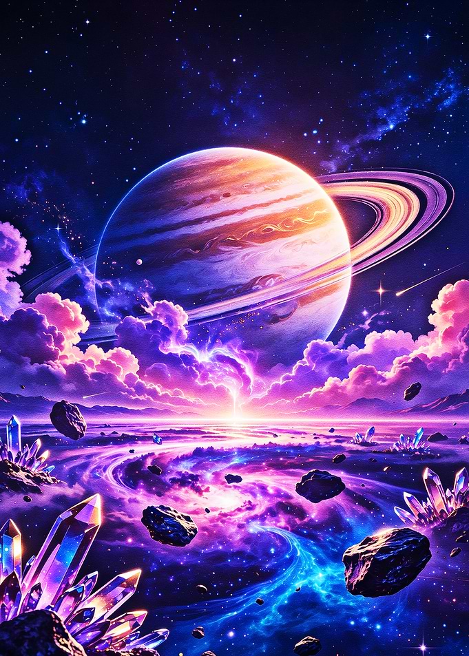 Radiant Ringed Planet