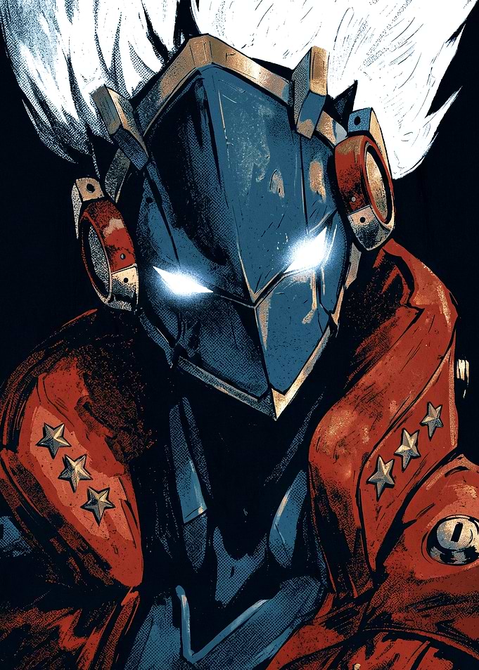 Cybernetic Knight with Glowing Eyes