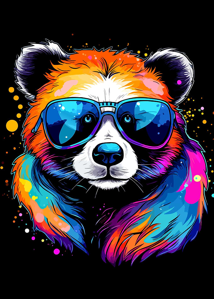 Colorful Neon Raccoon with Sunglasses