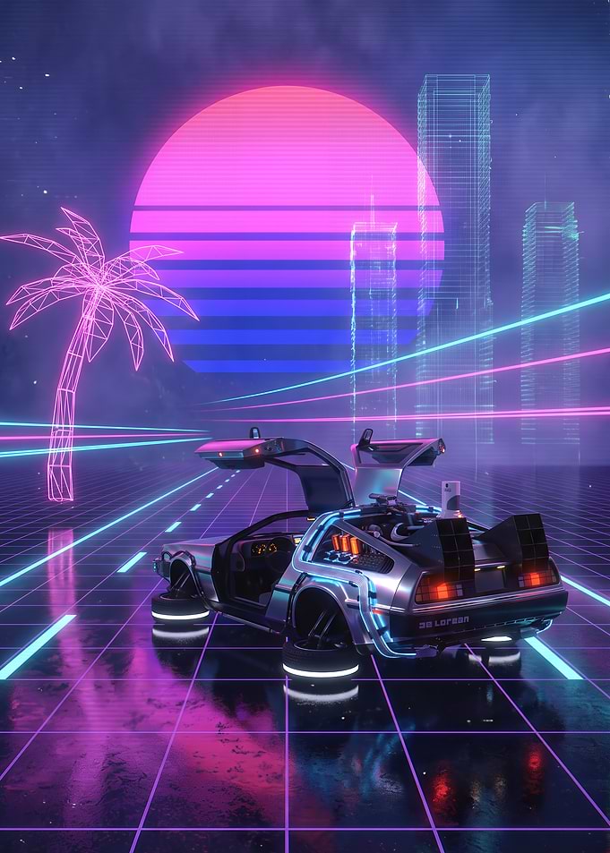 Synthwave DeLorean Time Machine