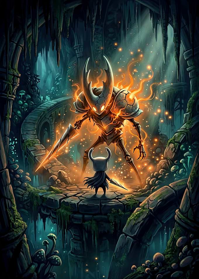 Hollow Knight Boss Battle Illustration