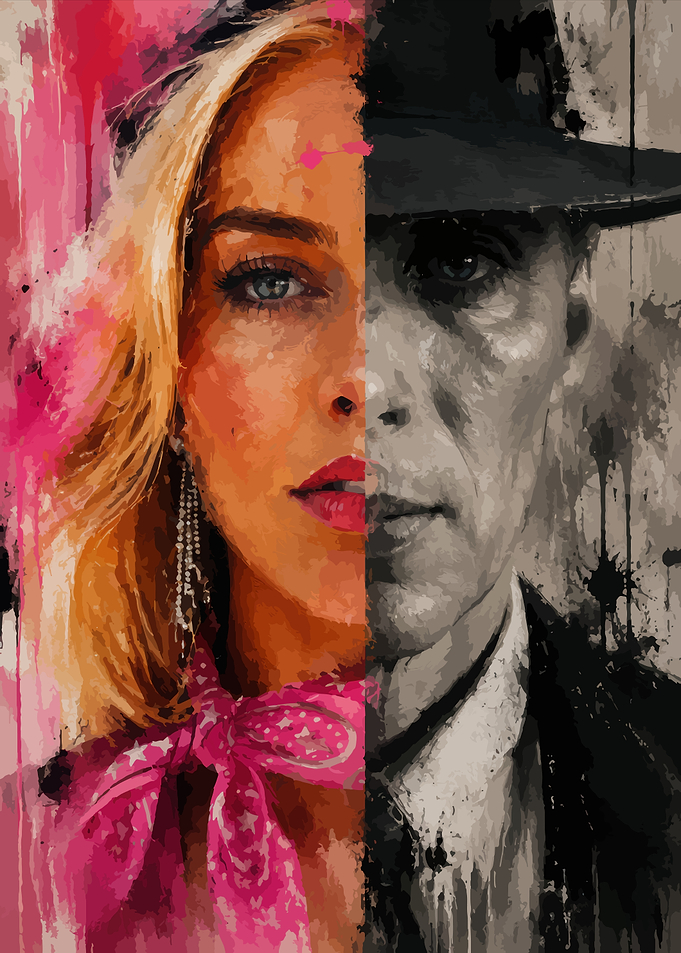 Barbenheimer Split Face Digital Art