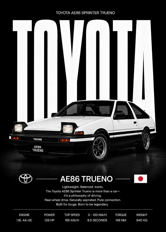 Toyota AE86 Sprinter Trueno Poster