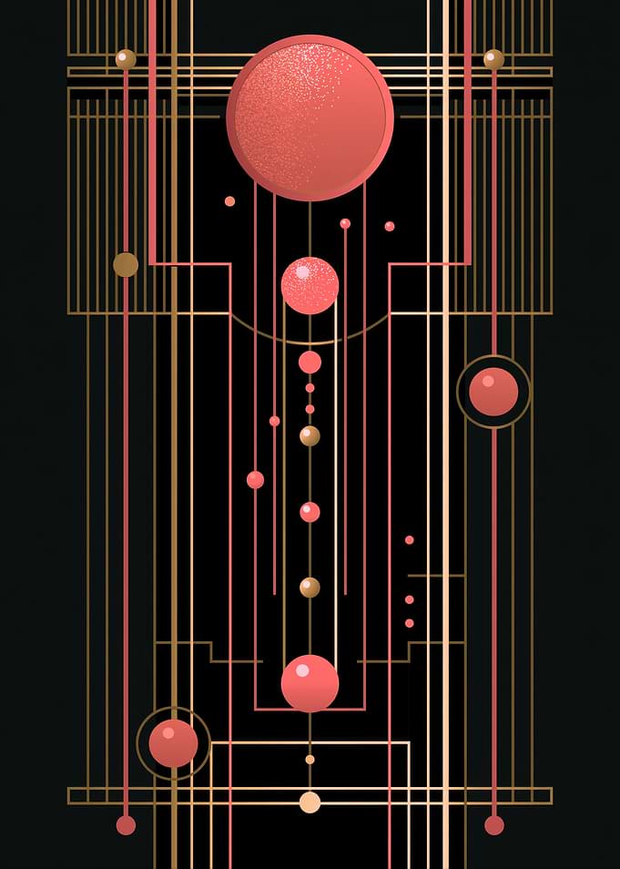 Art Deco Geometric Abstract Composition