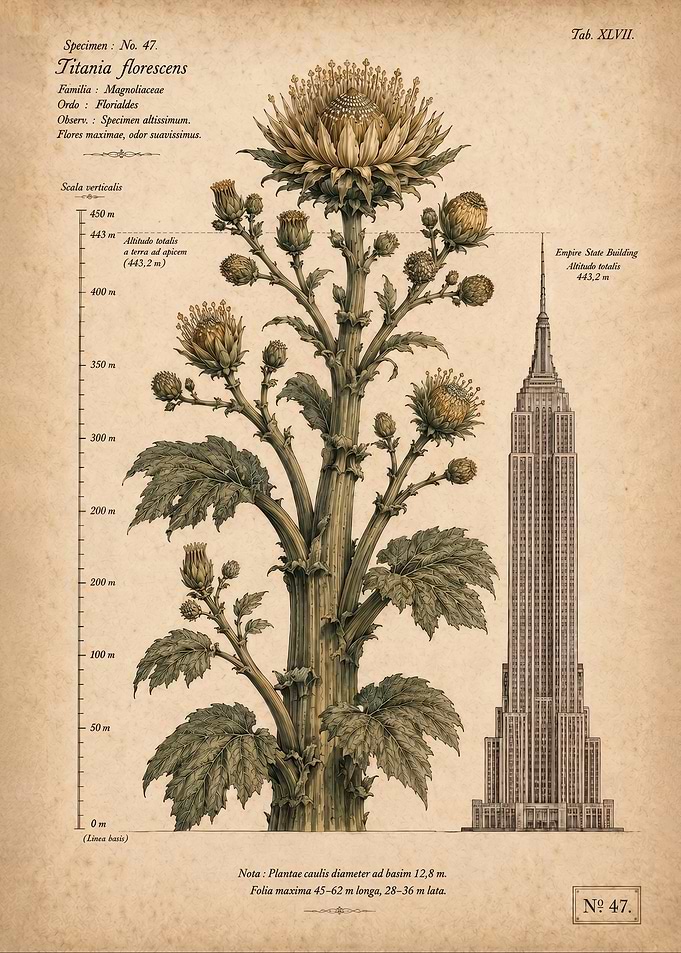 Vintage Botanical Giant Flower Chart