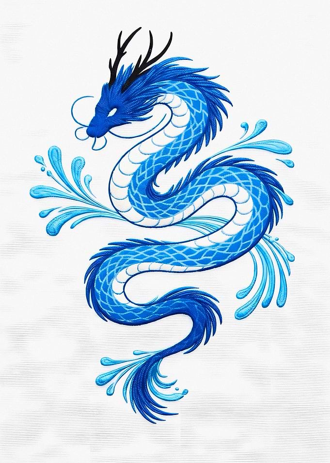 Elegant Blue Water Dragon Illustration