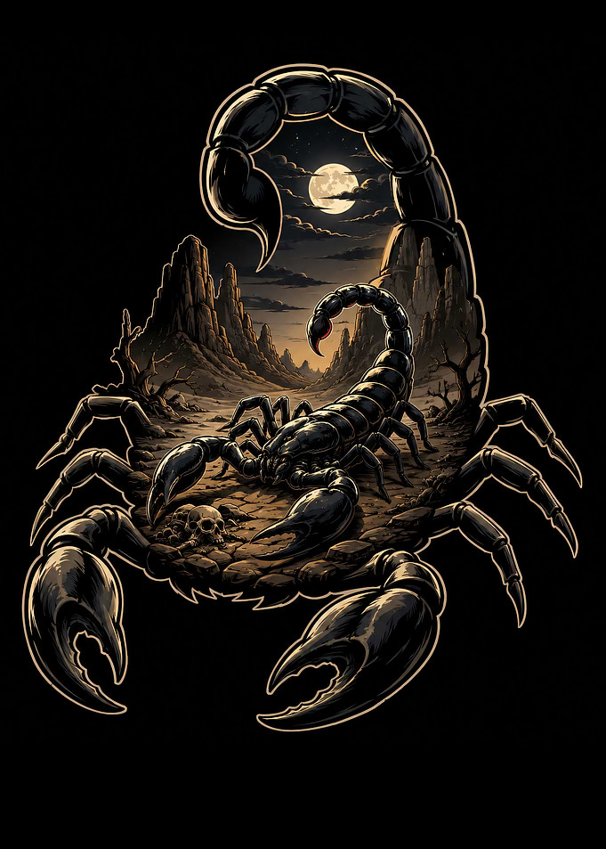 Scorpion Desert Night Illustration