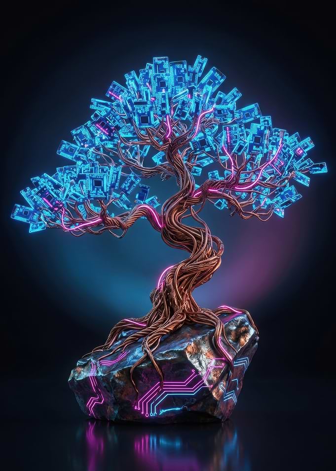 Cybernetic Bonsai Tree Digital Art