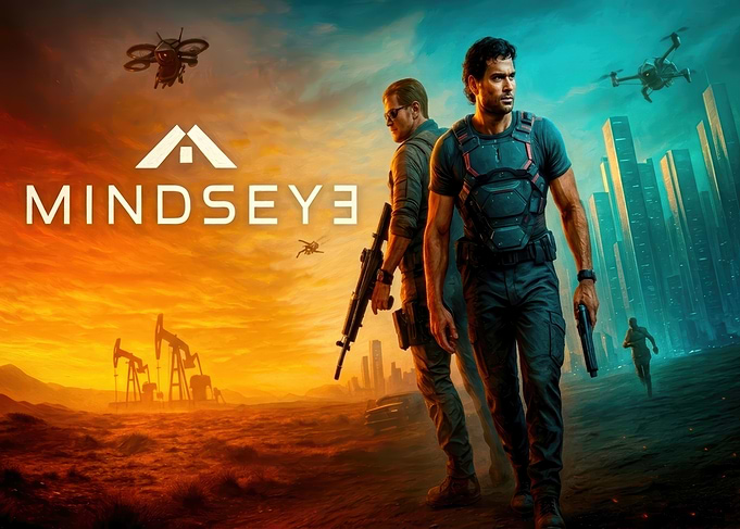 Mindseye Futuristic Soldiers With Drones in Desert City Sunset