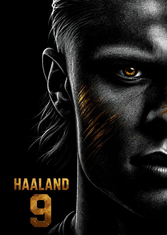 Erling Haaland Portrait Poster