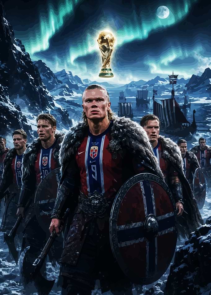 Erling Haaland Viking Warrior Poster