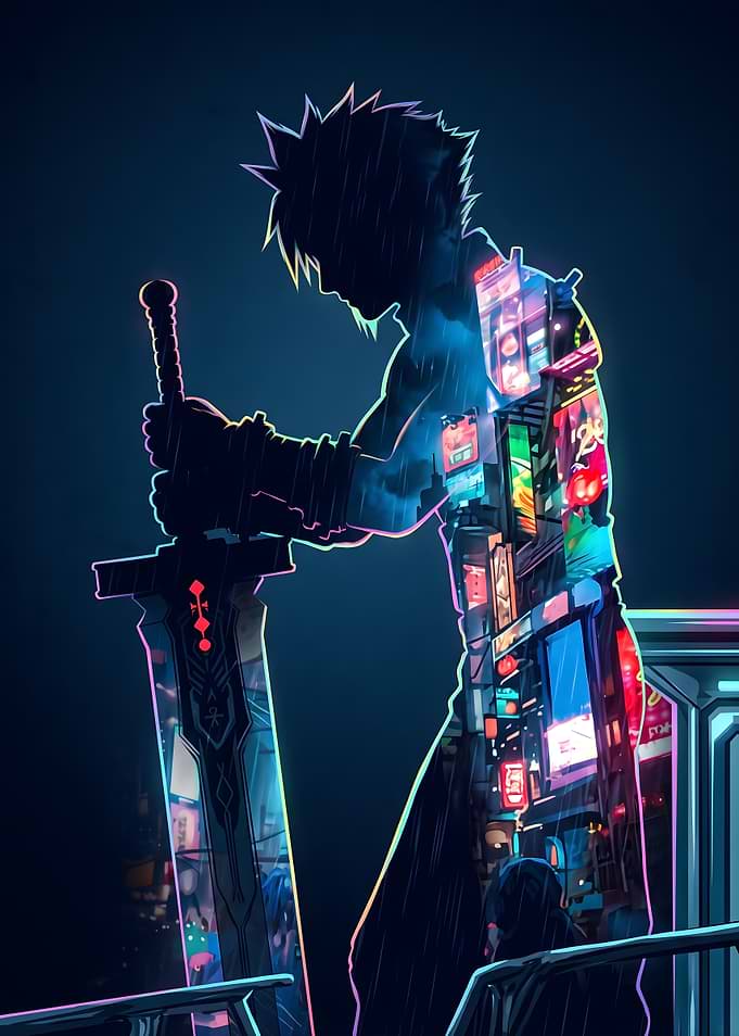 Cloud Strife Final Fantasy VII Silhouette Art