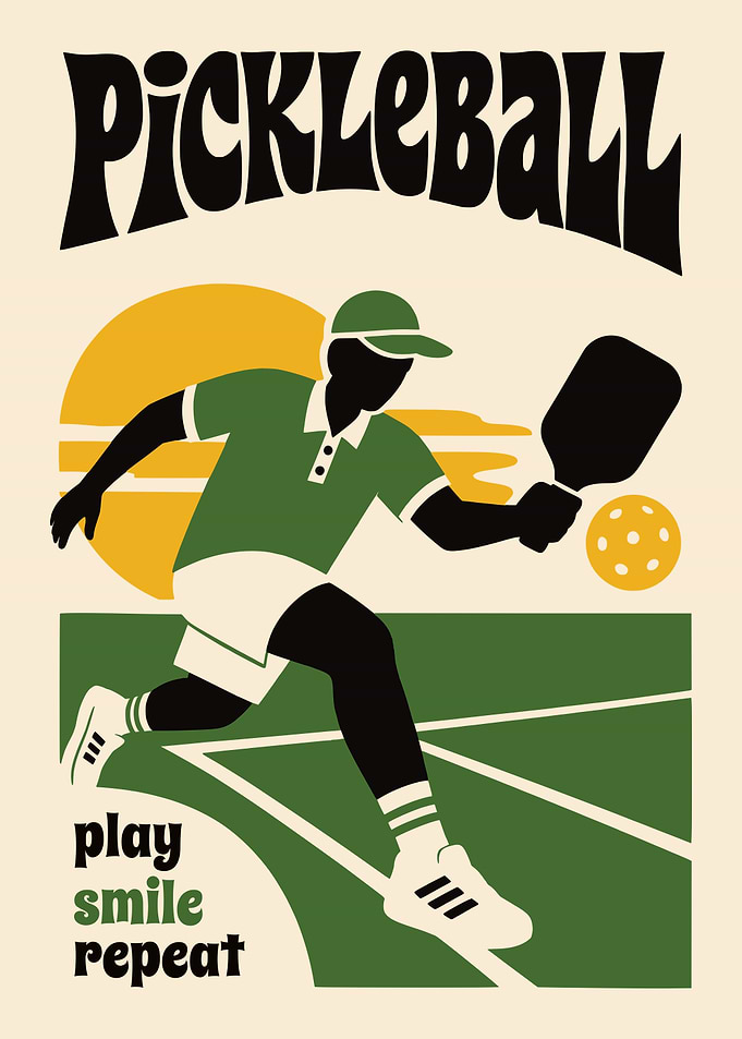Retro Pickleball Sport Poster