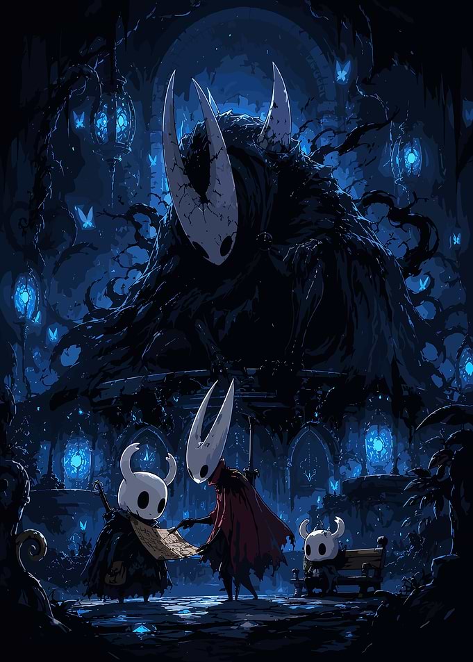 Hollow Knight Characters in Blue Gloom