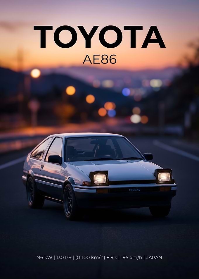 Toyota AE86 Trueno Sunset Poster