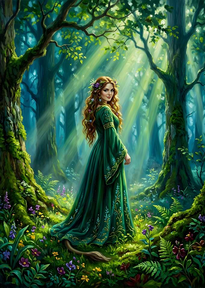 Enchanted Forest Maiden with Lion Tail