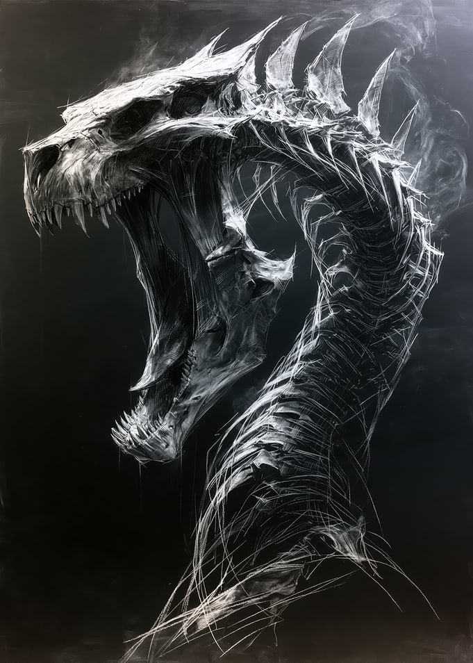 Skeletal Dragon Head Sketch