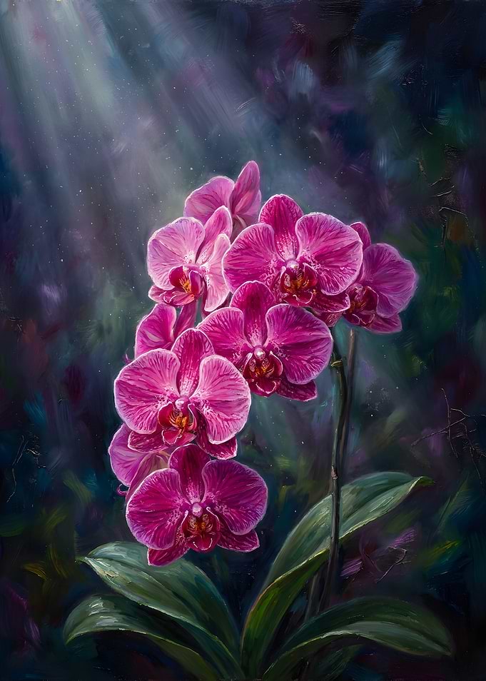 Vibrant Magenta Orchid Painting