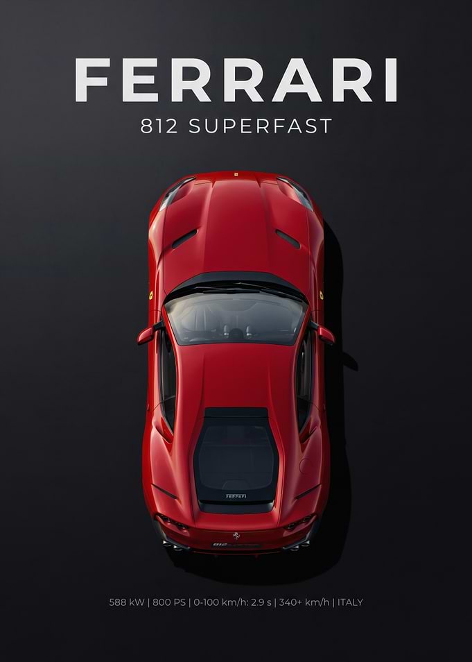 Ferrari 812 Superfast Top View Poster