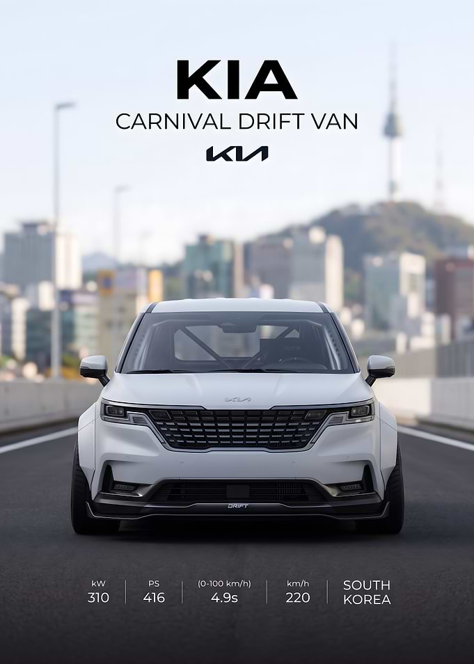 Kia Carnival Drift Van Poster