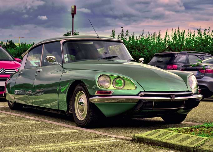 Vintage Green Citroen DS Sedan