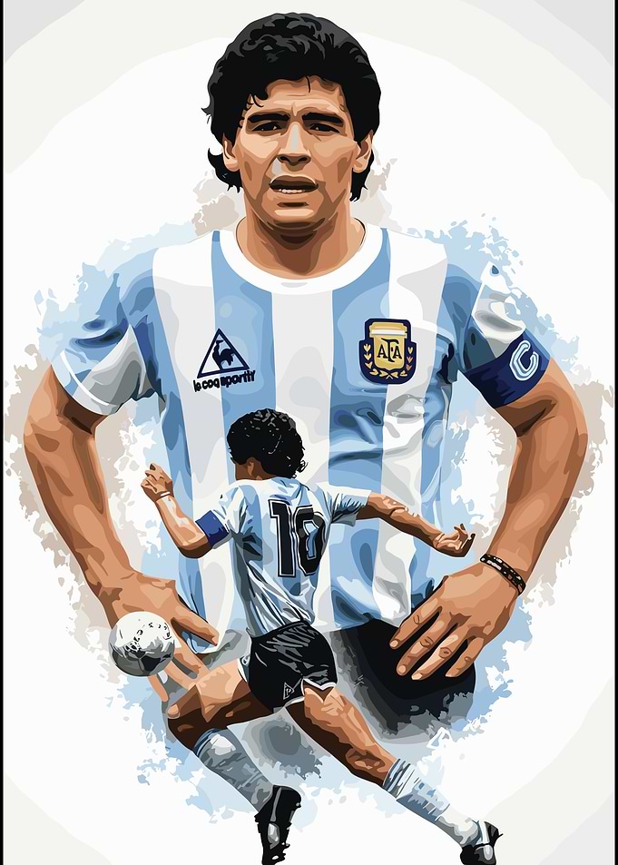 Diego Maradona Argentina Soccer Legend Art
