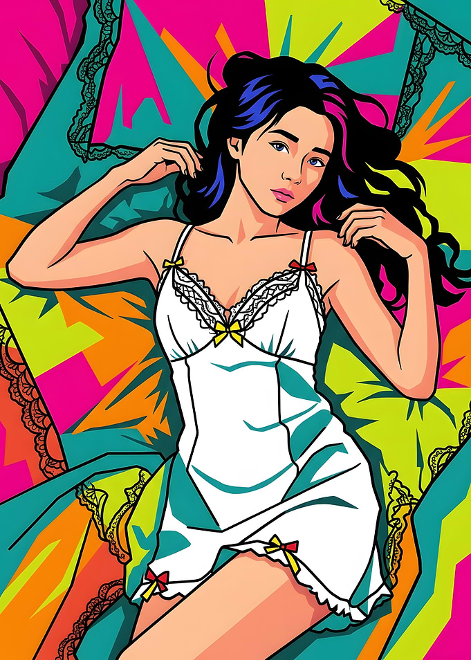 Pop Art Style Woman in Lingerie