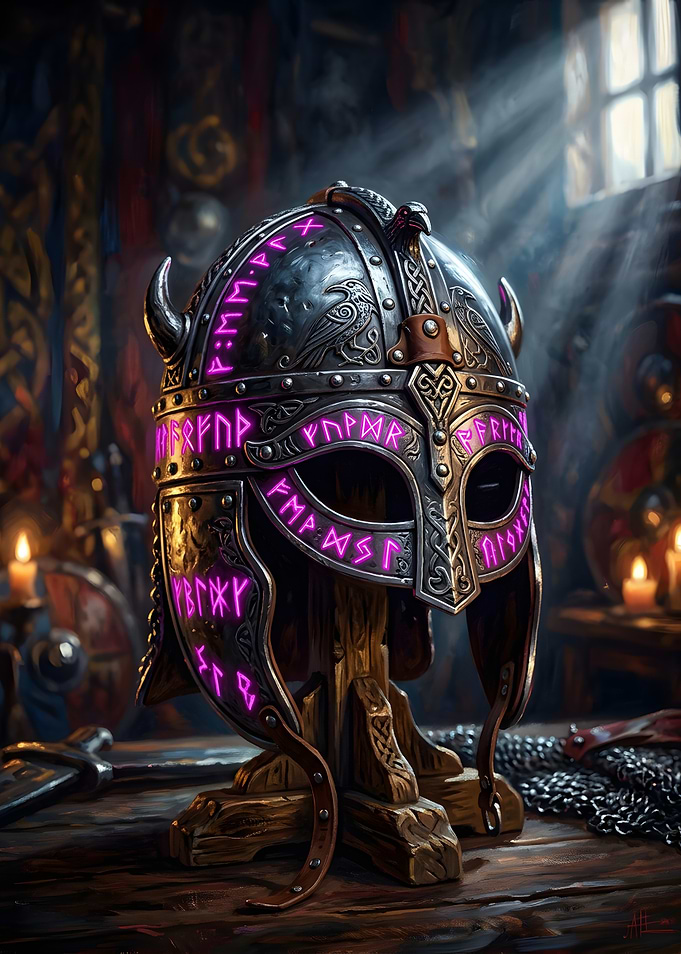 Glowing Enchanted Viking Helmet