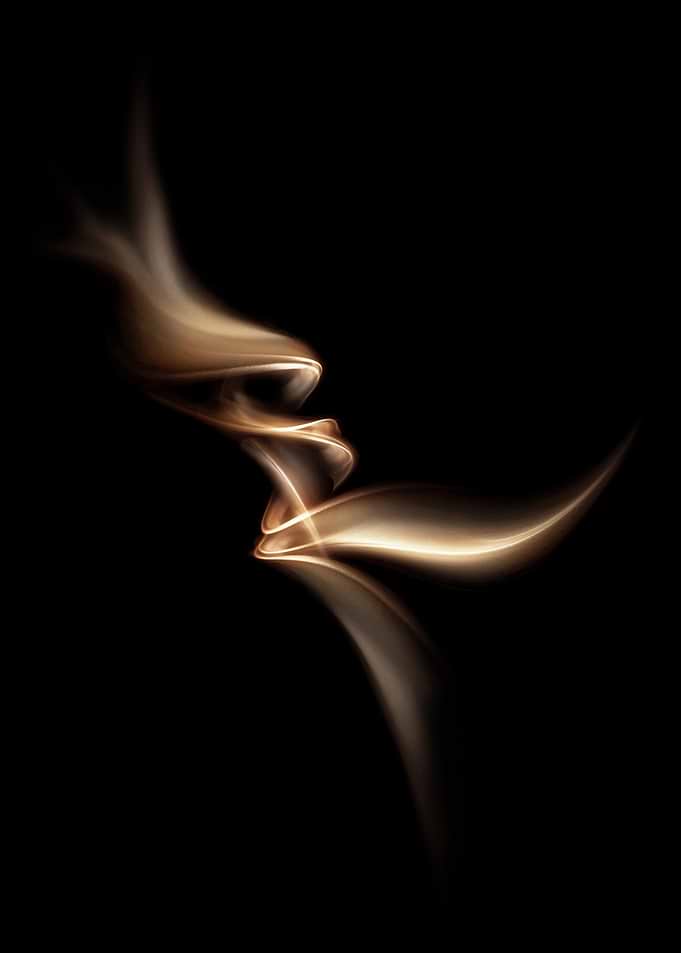 Abstract flowing gold light form