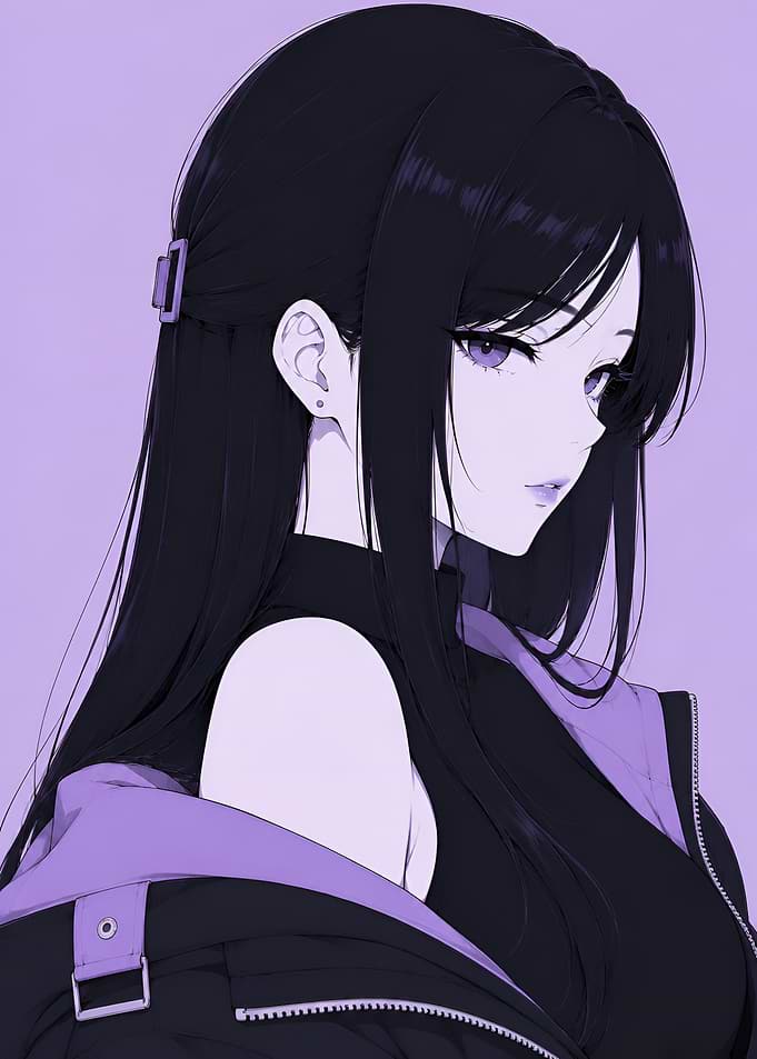 Anime Girl with Purple Aesthetic