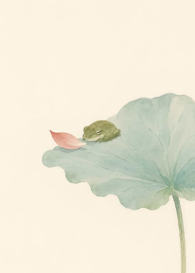 Sleeping Frog on Lotus Leaf