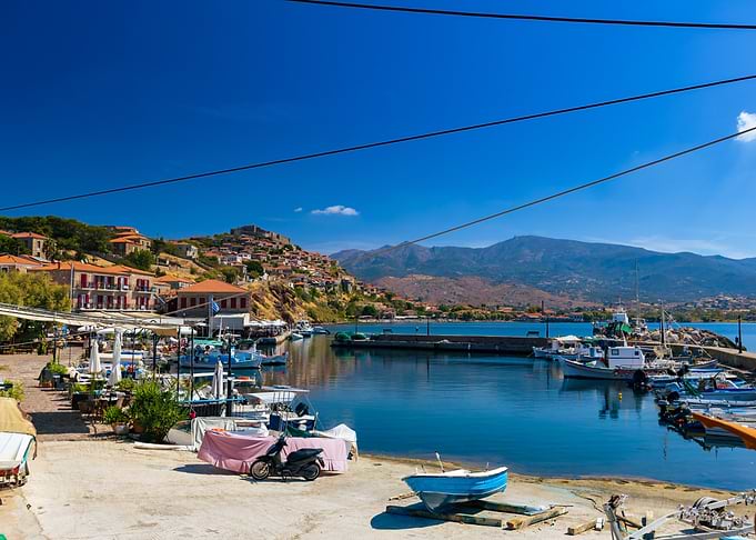 Scenic Harbor View in Molyvos, Lesbos