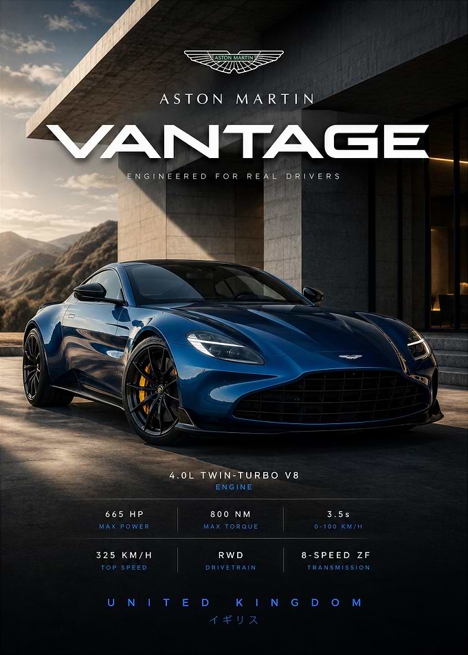 Sleek Blue Aston Martin Vantage