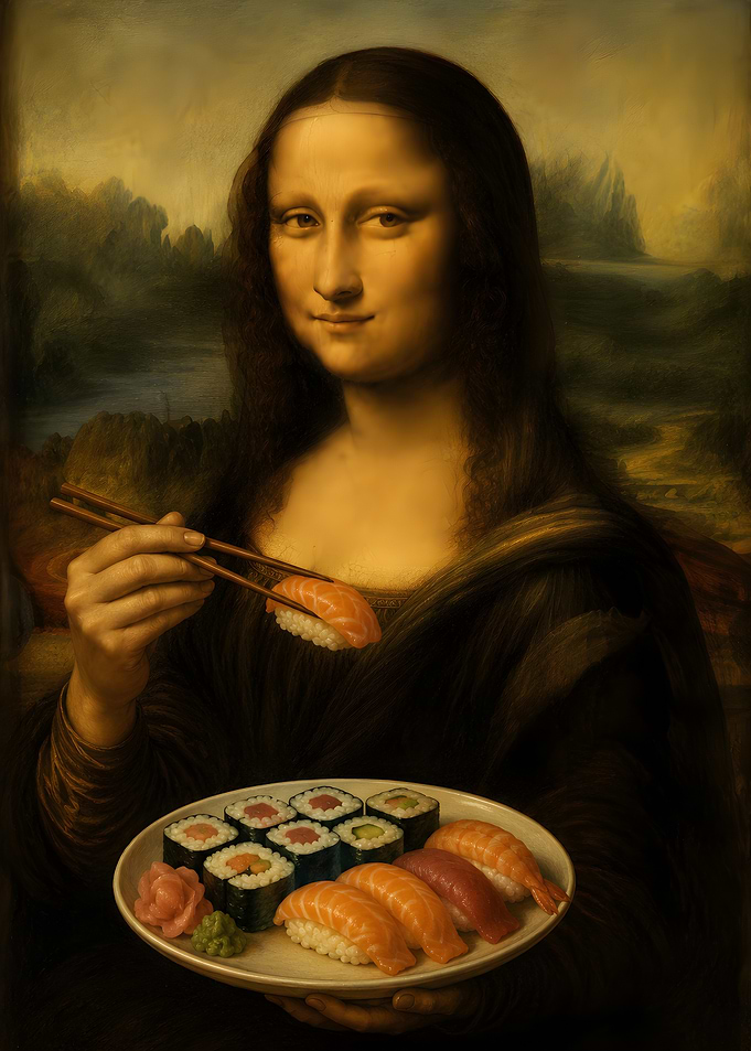 Mona Lisa Eating Sushi